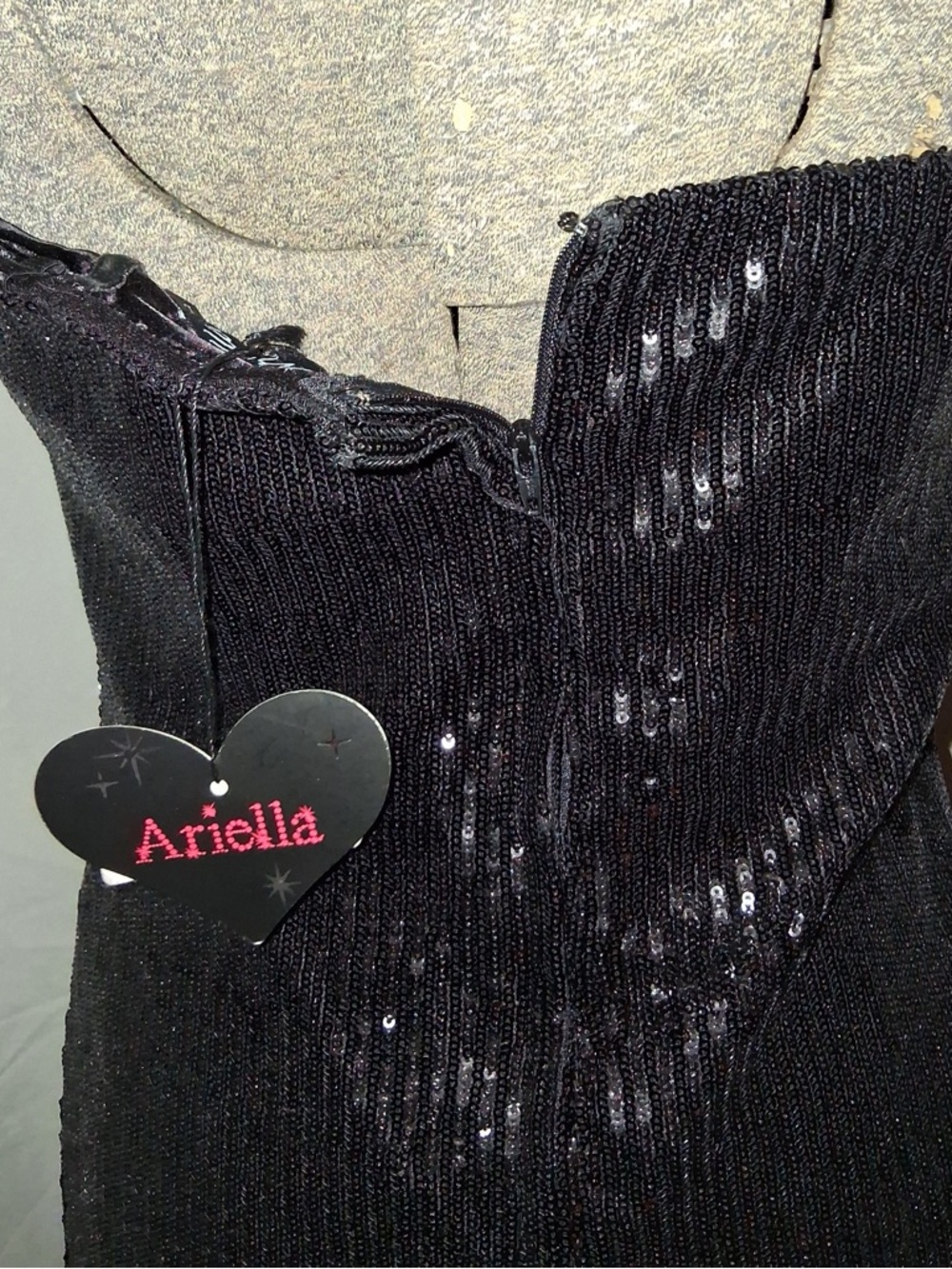 Arielle Black Strapless Sequin Mini Dress Size Large Formal - Picture 8 of 8